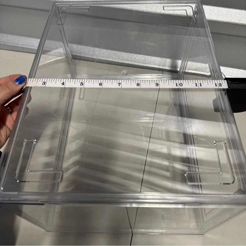 6x Clear Magnetic Shoe Storage Boxes Drop Front Sneaker Organizer Stackable